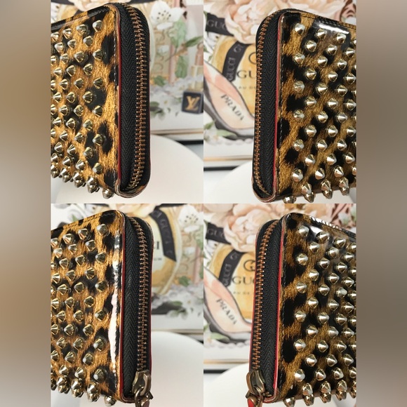 Christian Louboutin Panettone Studded Leopard Zip Around Wallet 🐆❤️ - Picture 15 of 17